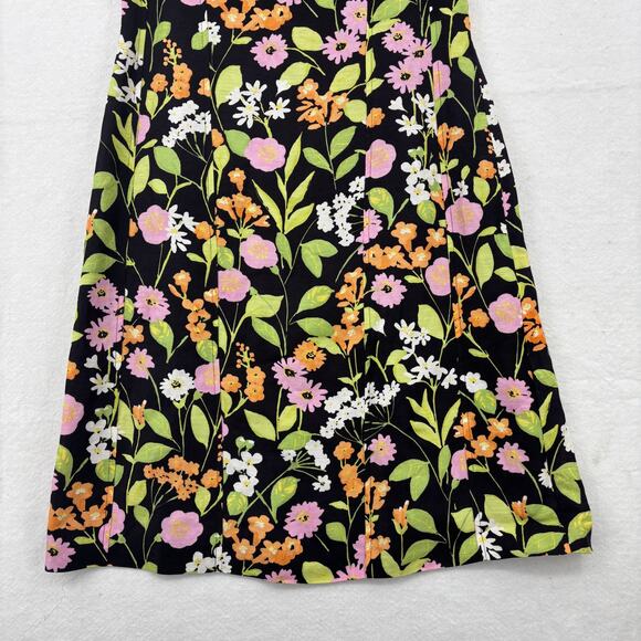 Sigrid Olsen Dress Womens Size 4 Black Floral Linen Blend Fully Lined Sleeveless - Picture 4 of 12